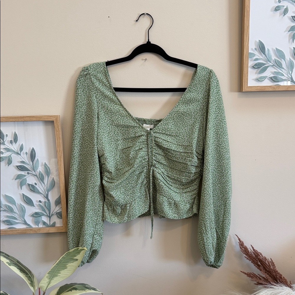 H&M Green Ruched Blouse